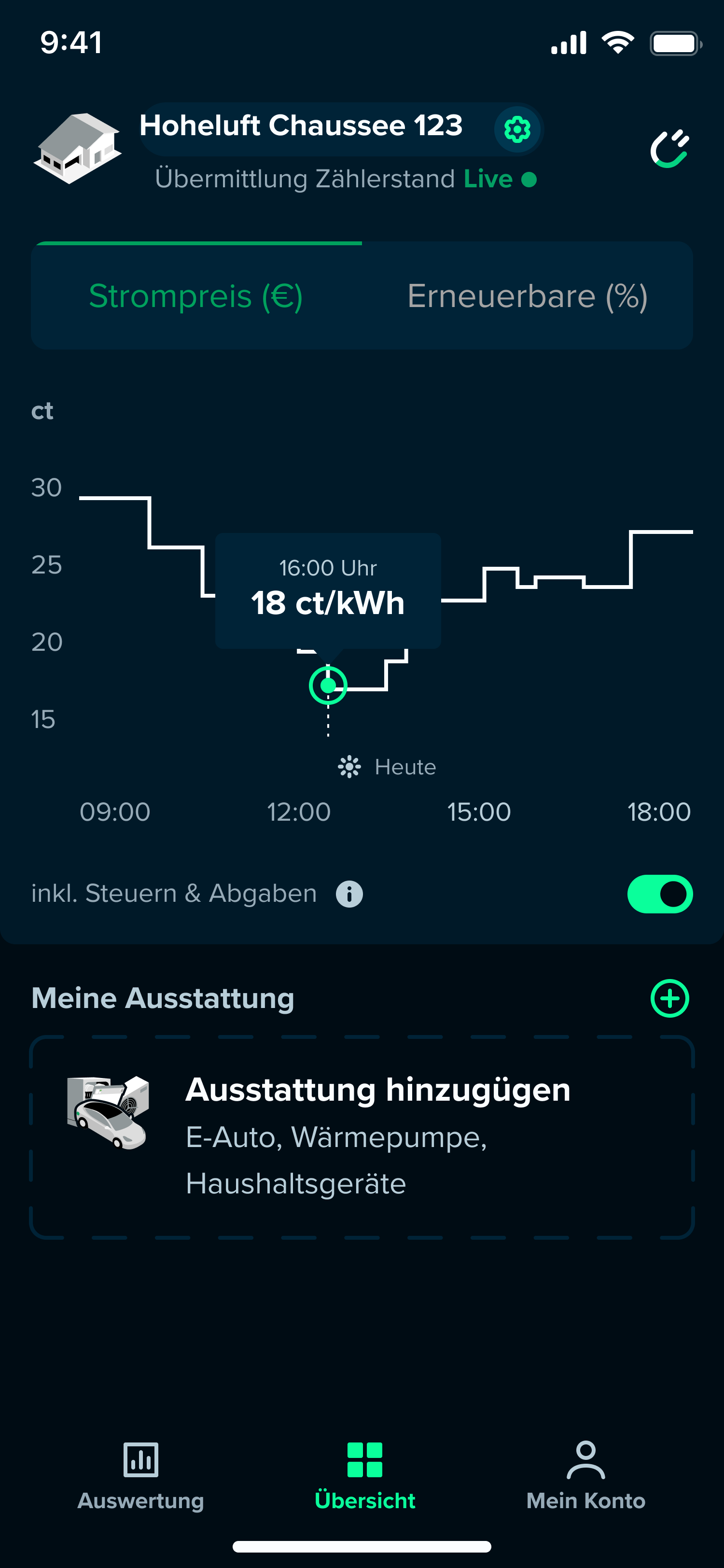 Dashboard default state before EV connected