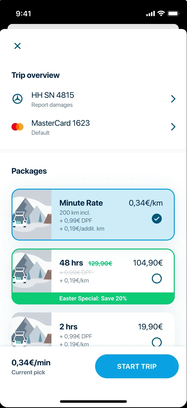 Round 1 variant B — new: vertical scrolling list layout