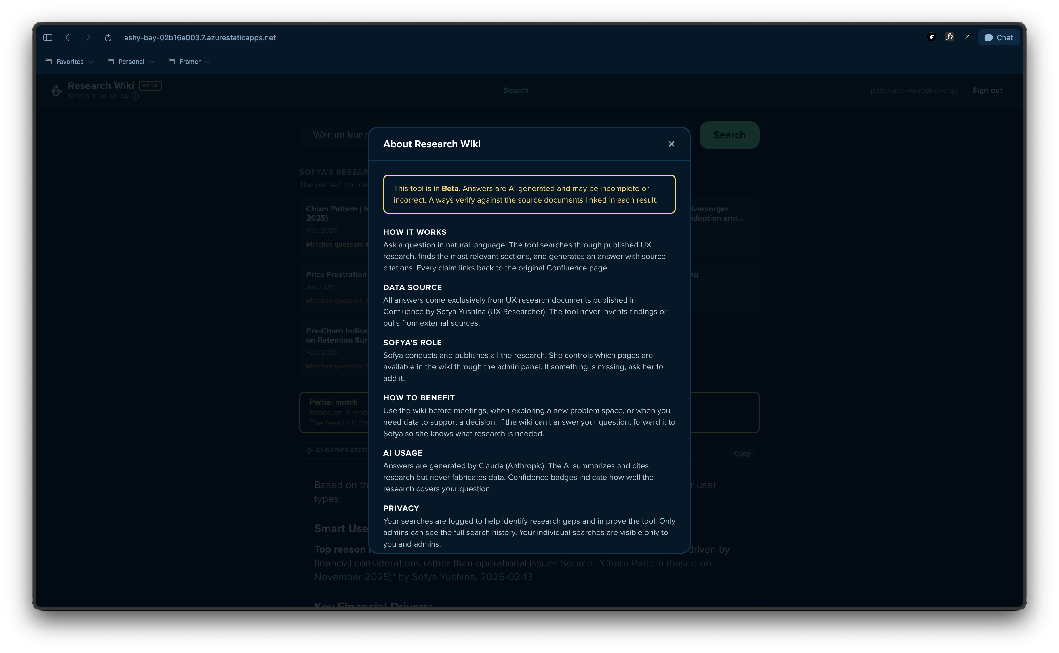 Research Wiki how-to screen guiding users through querying the tool